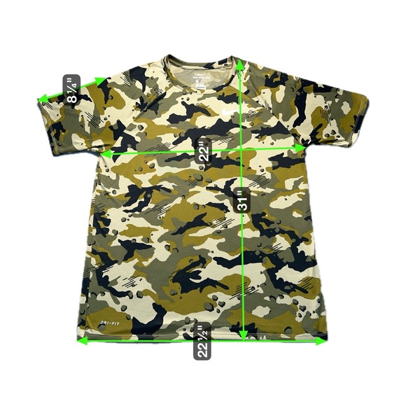 Nike Dri-Fit Camo T-Shirt Men’s Large Green Brown Athletic Training Tee - Picture 3 of 6